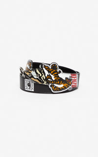 Bandoulière avec Logo Kenzo et Tiger en cuir - Black