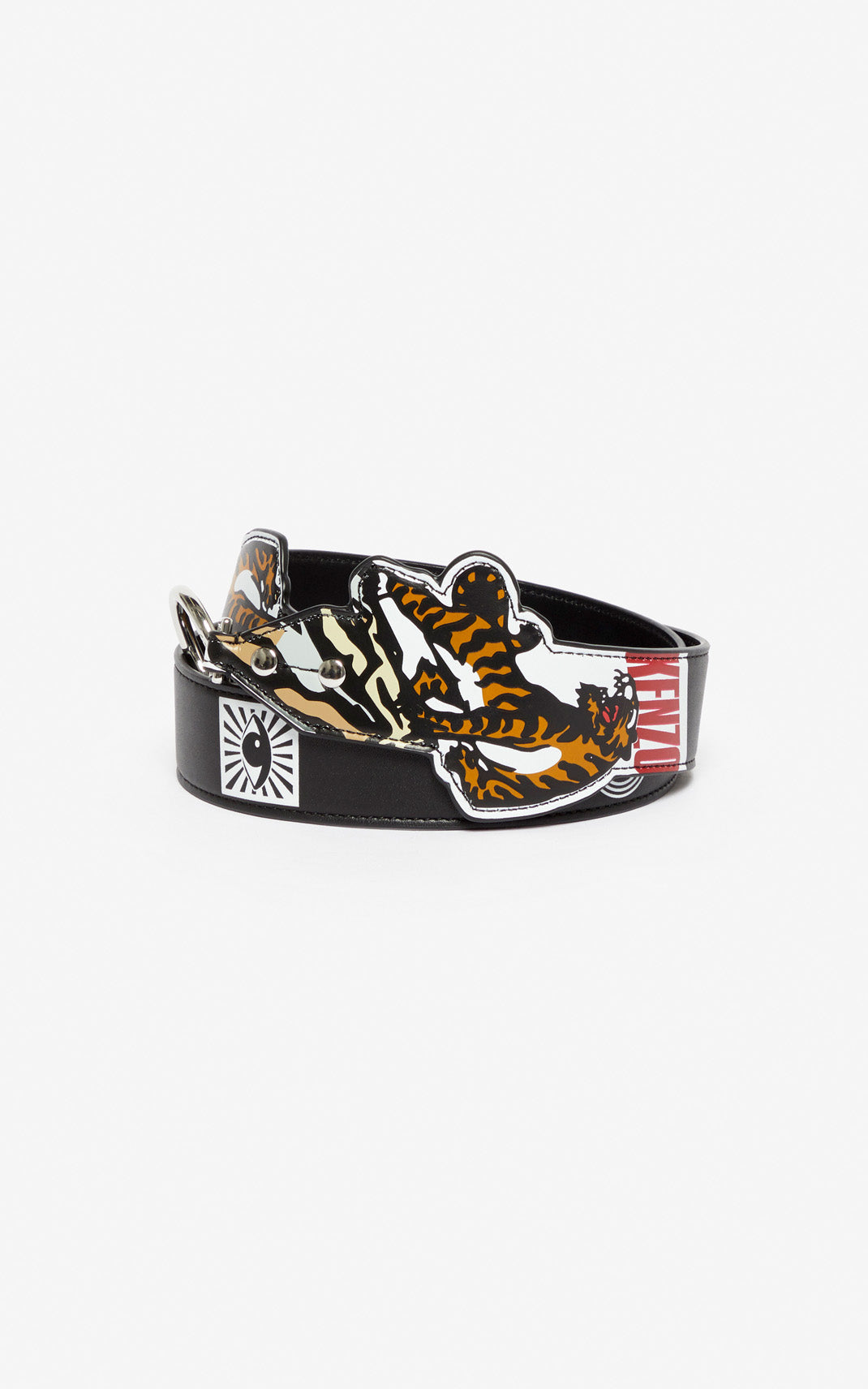 Bandoulière avec Logo Kenzo et Tiger en cuir - Black
