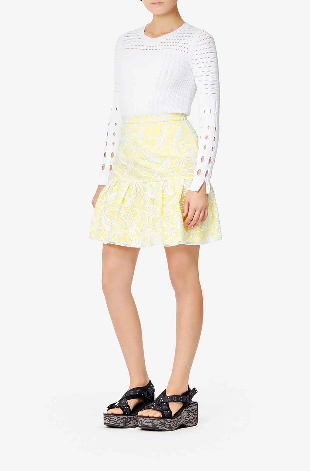 Flying Phoenix skater skirt - White