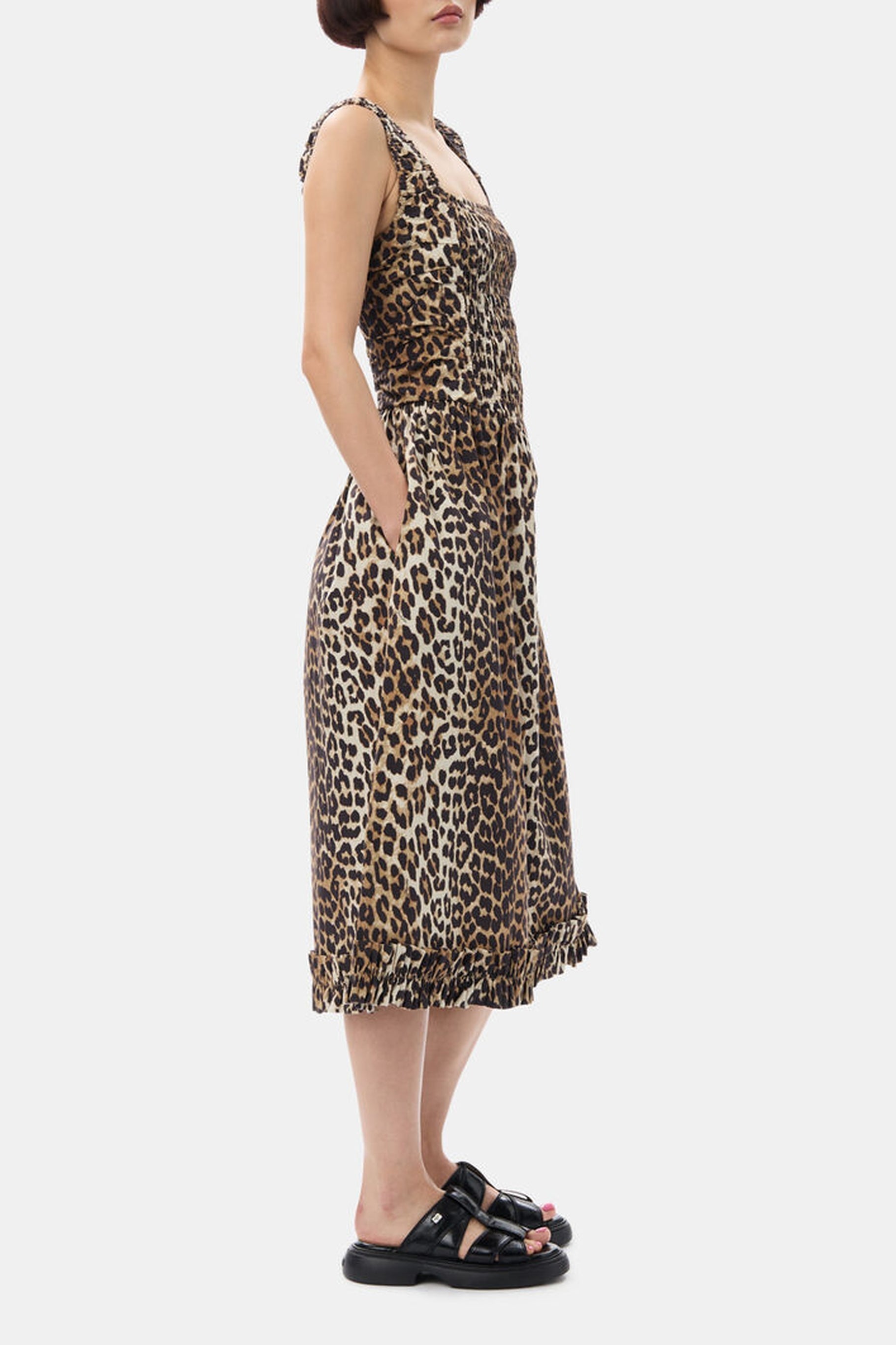 Robe midi à imprimé animal - Leopard