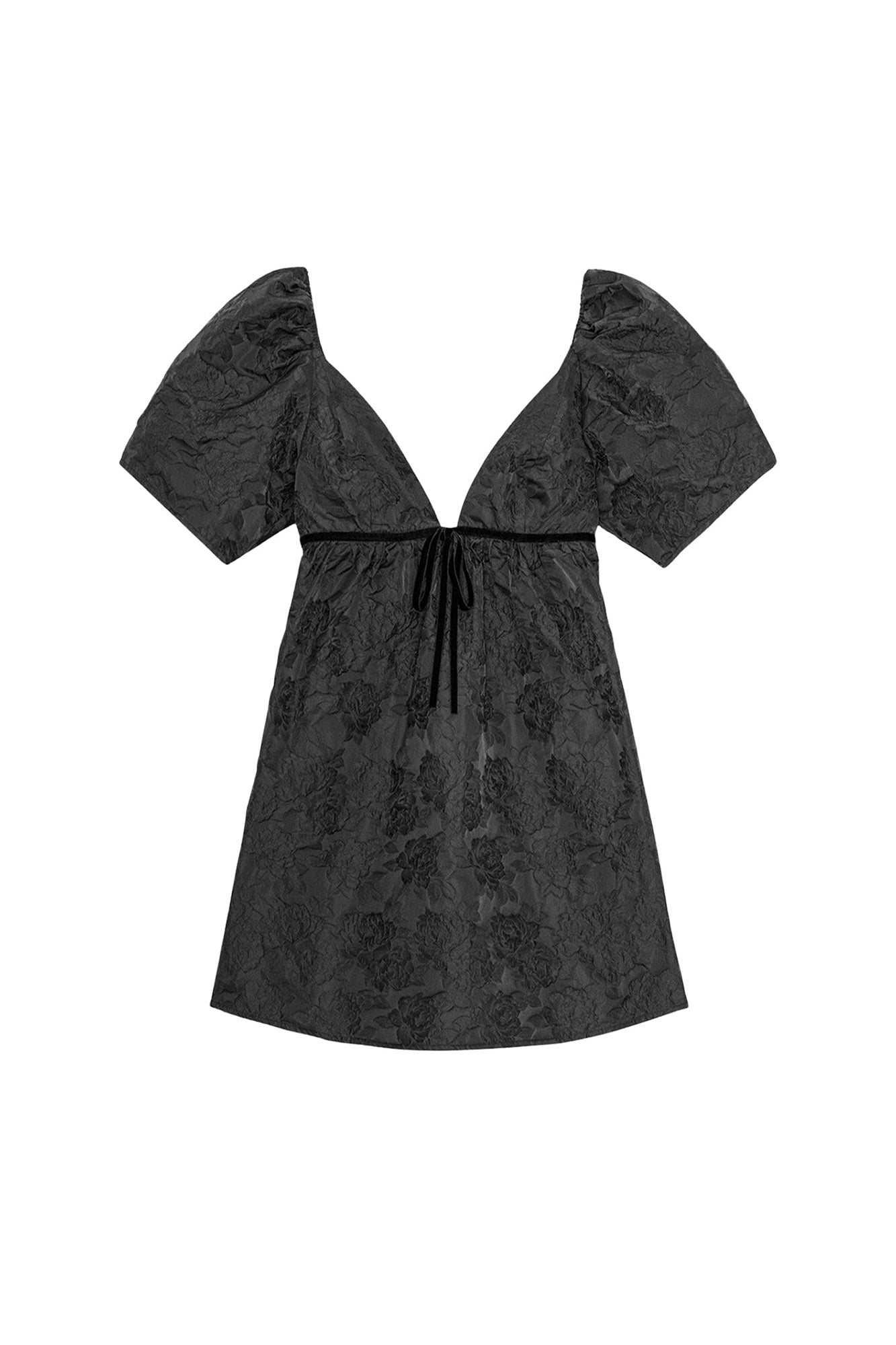 Robe courte botanique en jacquard - Black