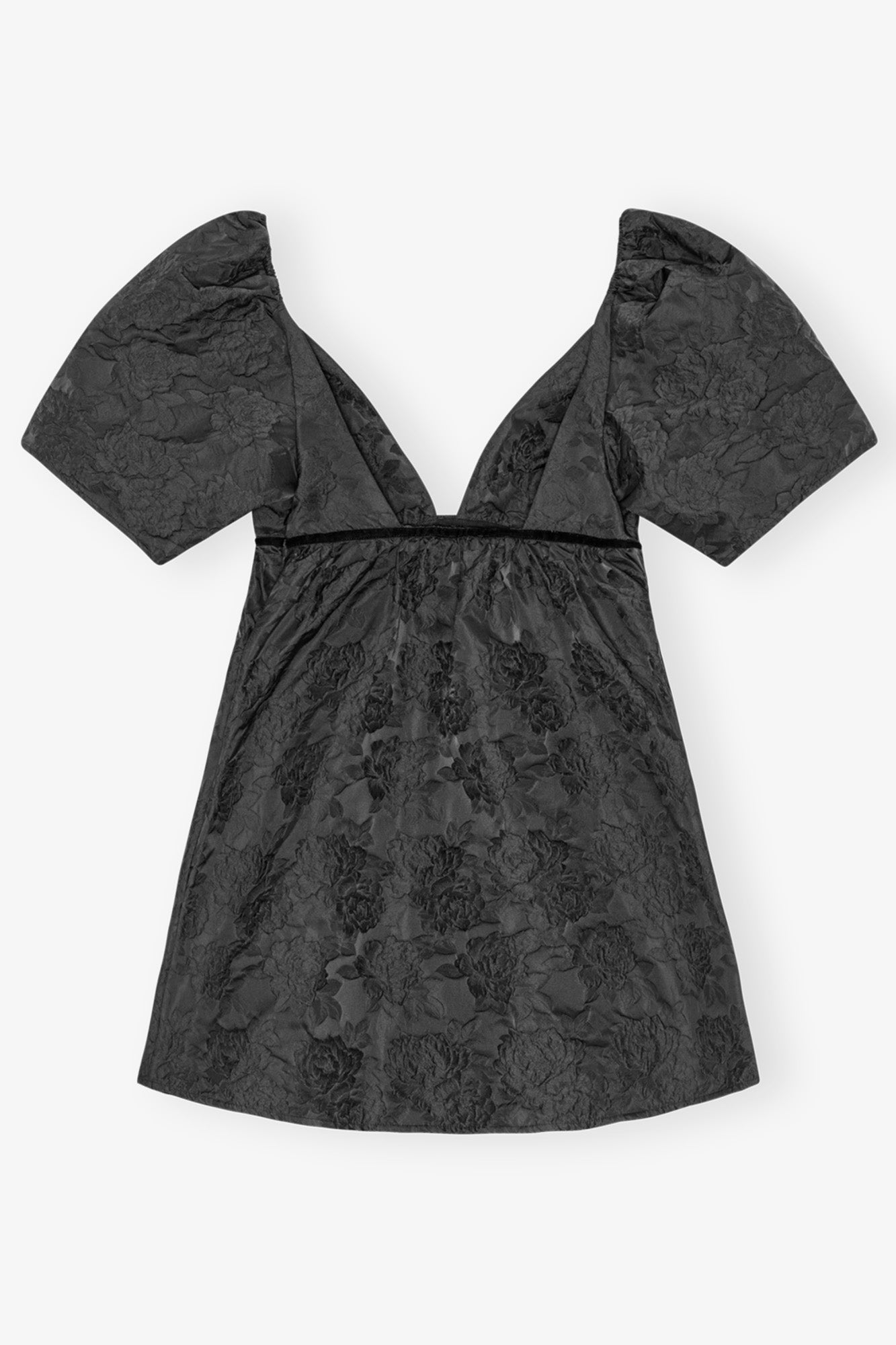 Robe courte botanique en jacquard - Black