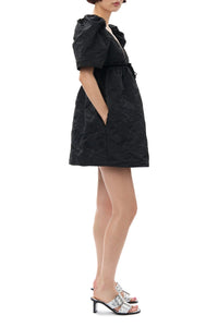 Robe courte botanique en jacquard - Black
