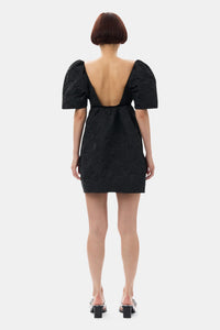 Robe courte botanique en jacquard - Black