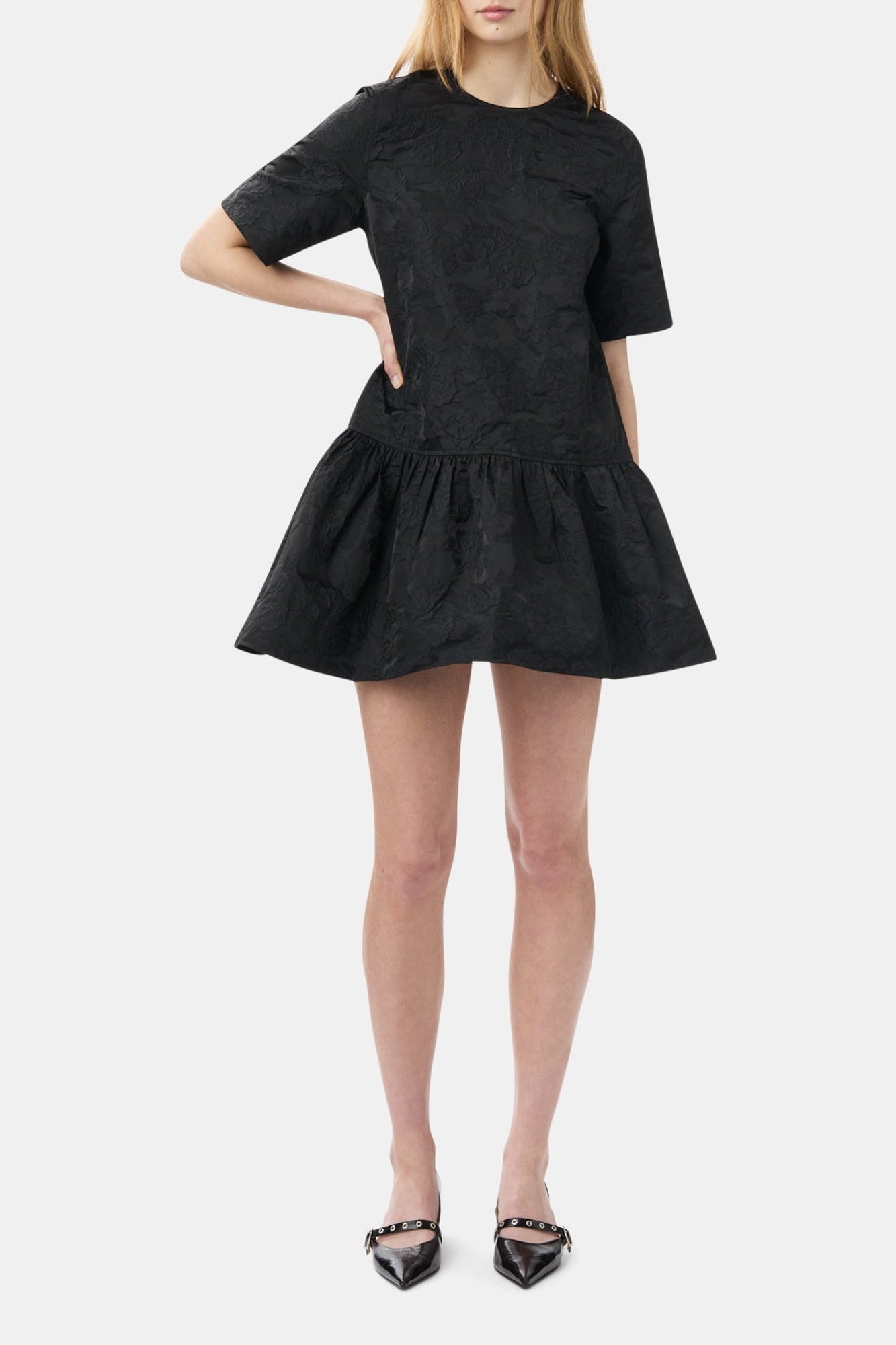 Short jacquard halter dress - Black