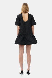 Short jacquard halter dress - Black