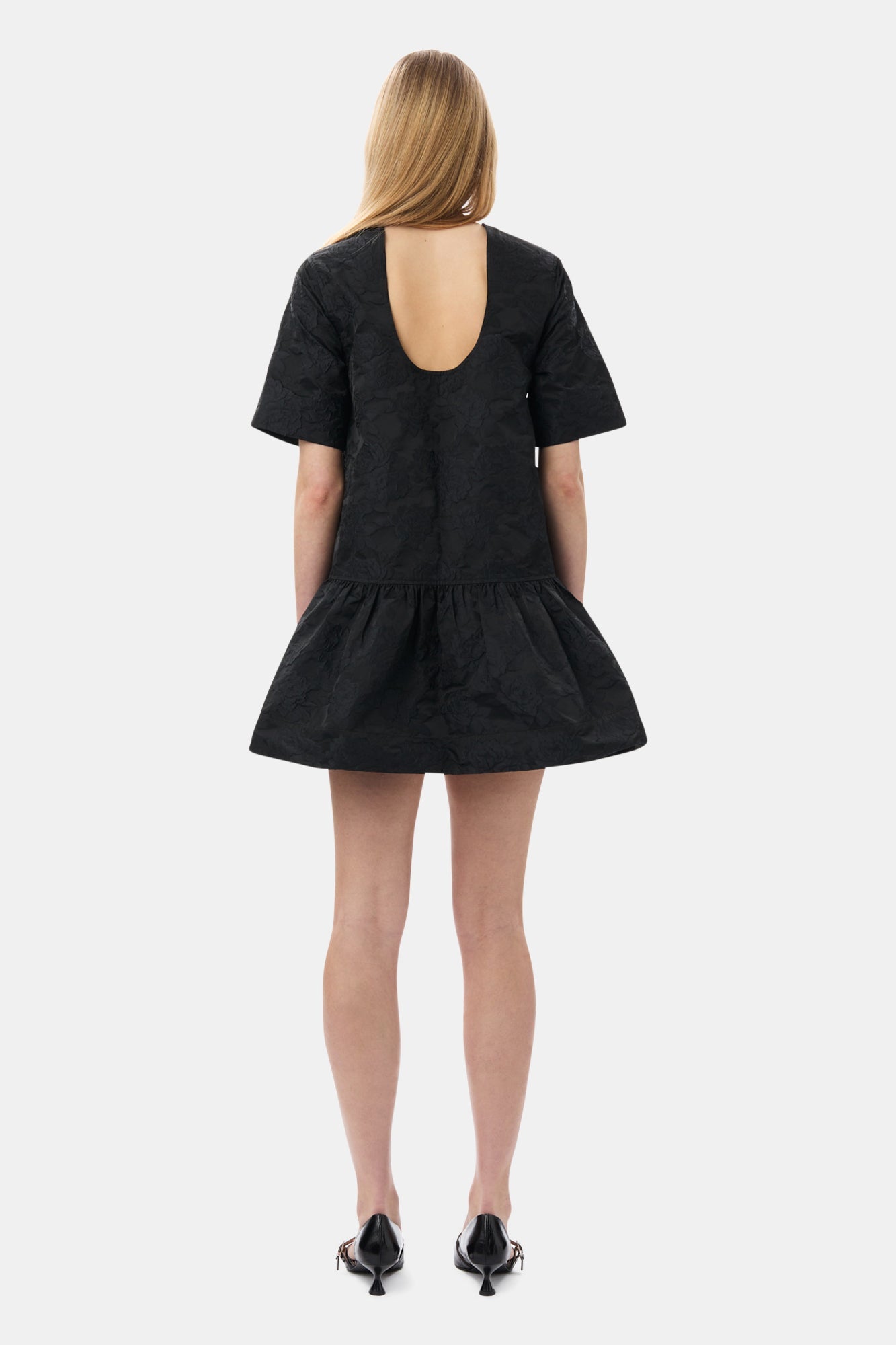Short jacquard halter dress - Black