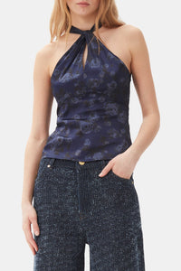 Blouse croisée sans manches - Peacoat