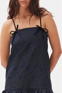 Mid-length dress with thin knotted straps - Peacoat