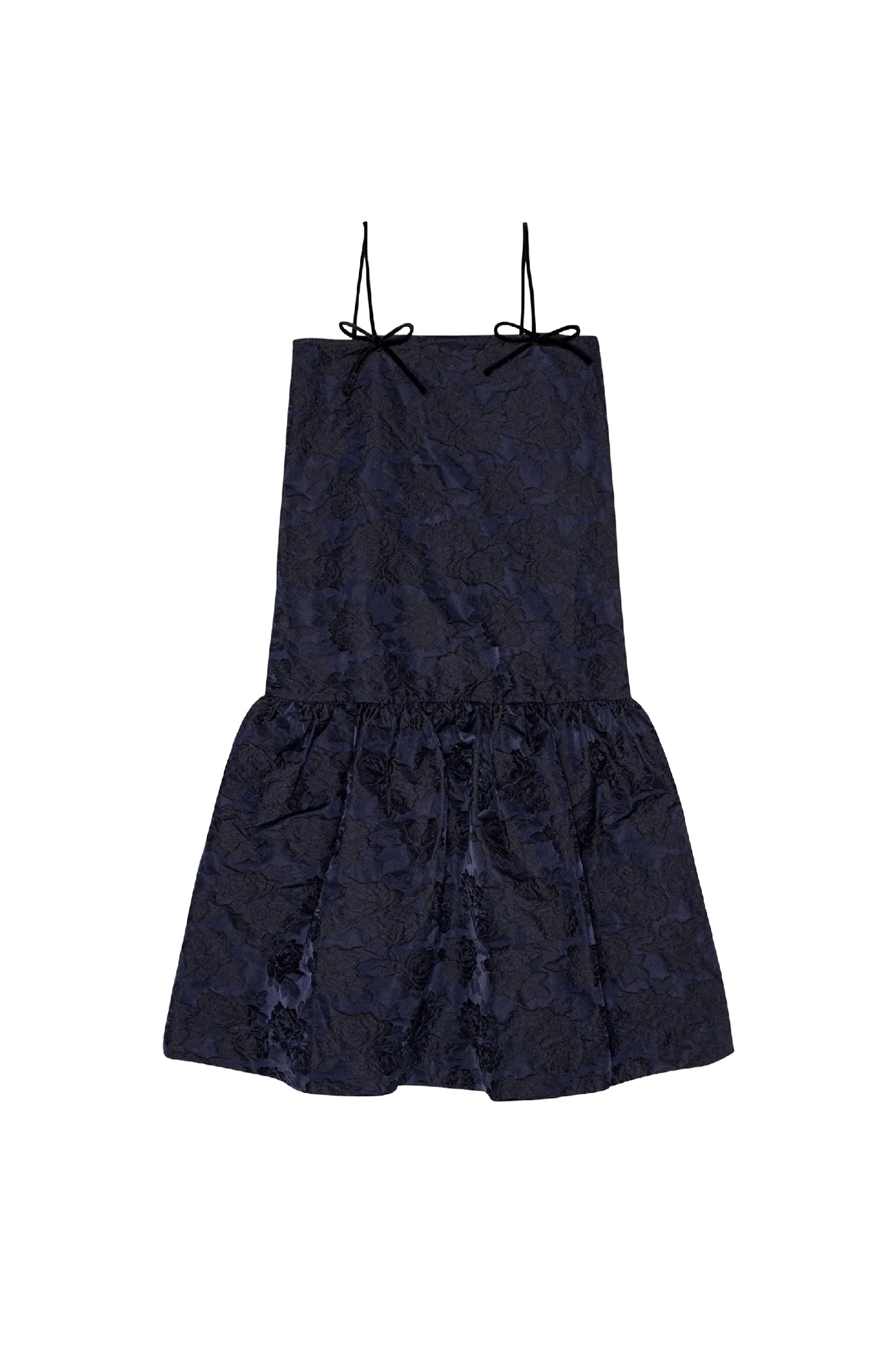Mid-length dress with thin knotted straps - Peacoat