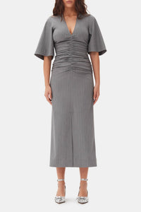 Robe longue fendue et plissée - Mirage Gray