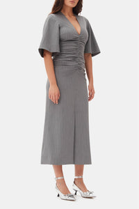 Robe longue fendue et plissée - Mirage Gray