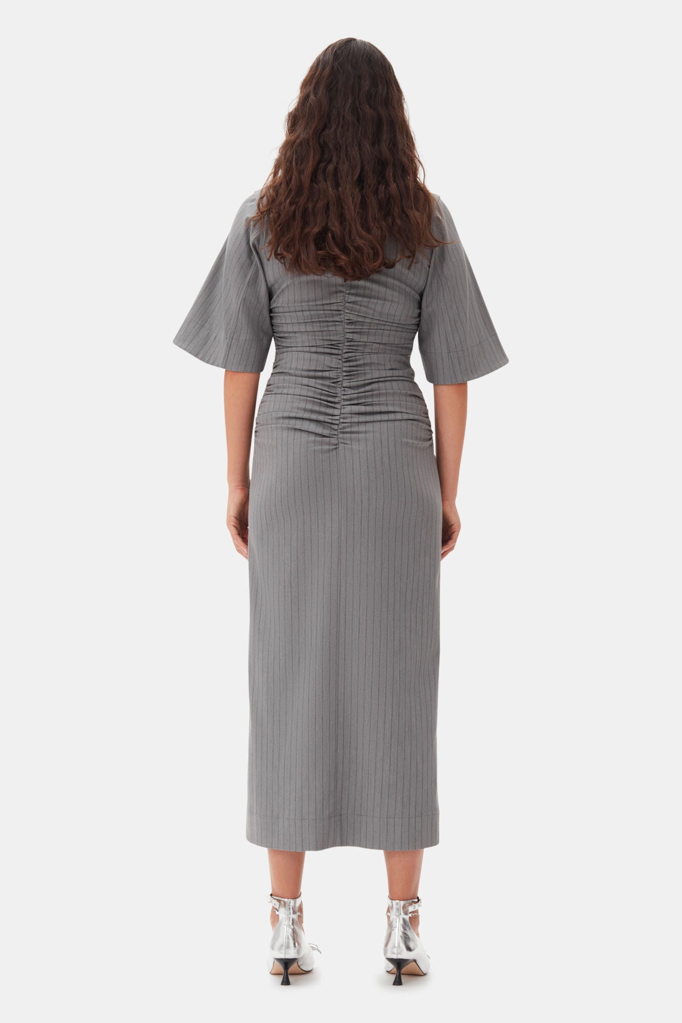 Robe longue fendue et plissée - Mirage Gray