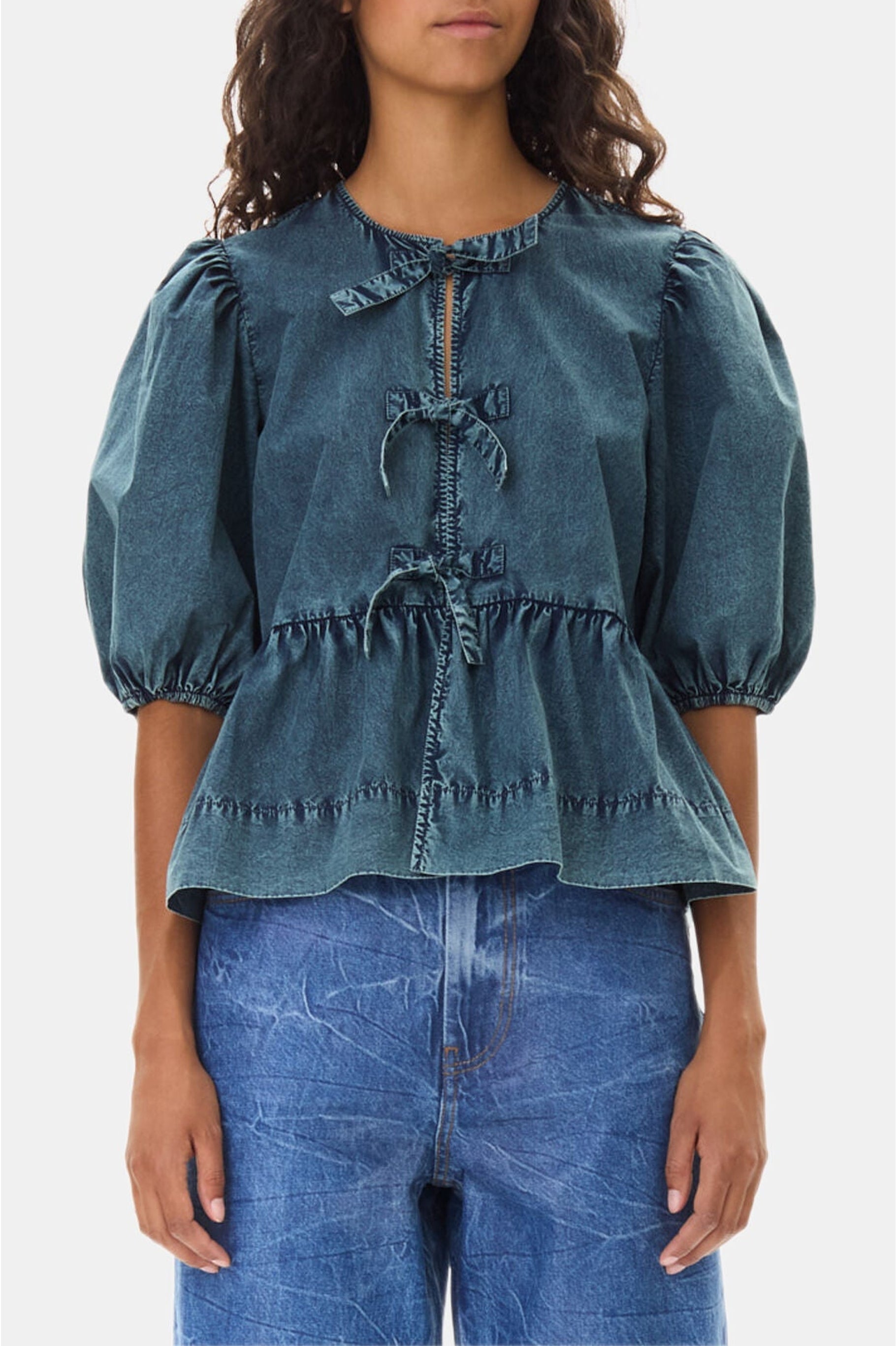 Blouse pélpum nouée - Sky Captain