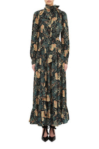 Circe Silk Long Sleeve Neck-Tie Dress
