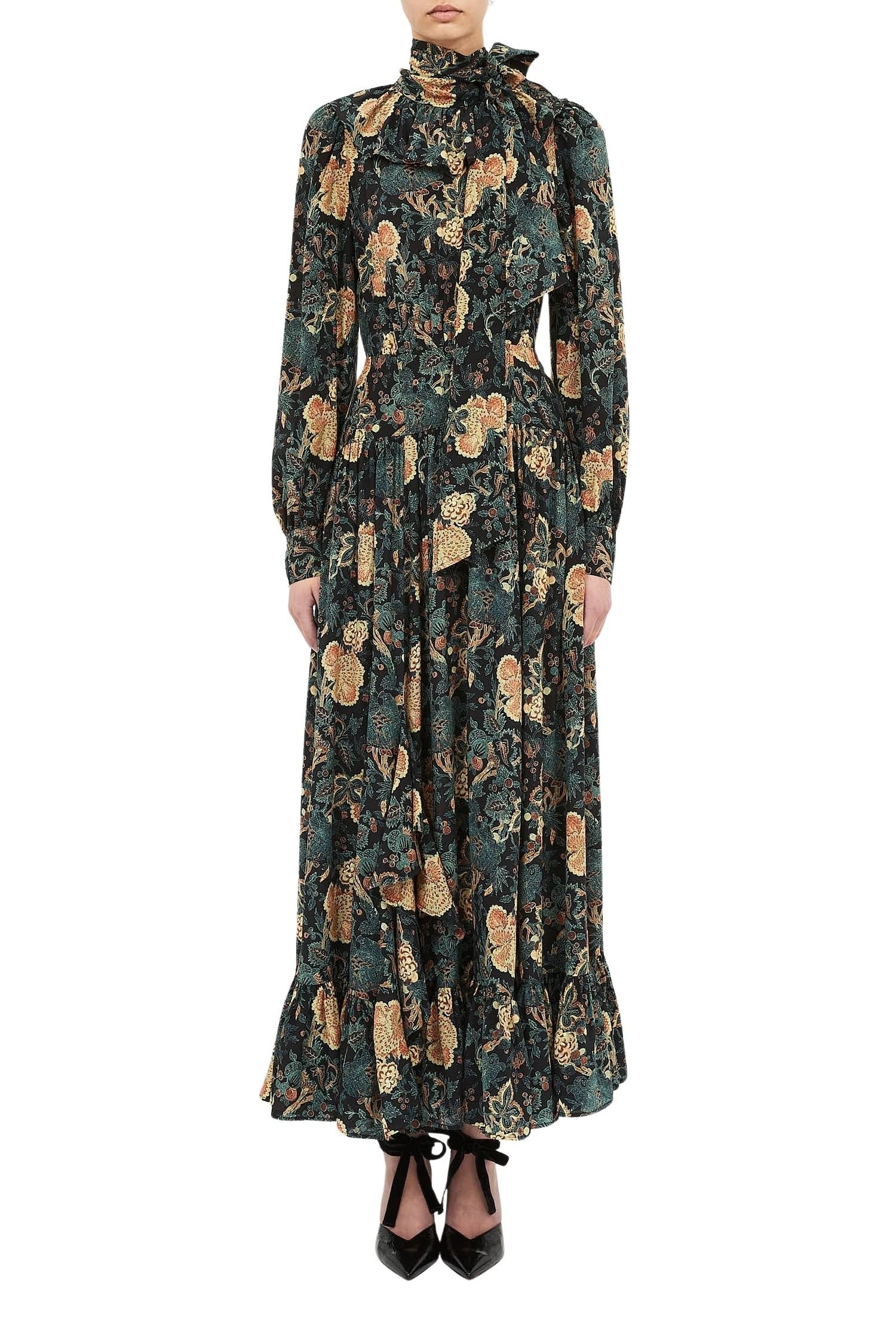 Circe Silk Long Sleeve Neck-Tie Dress
