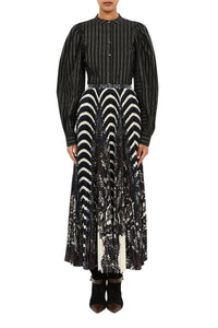 Shayna High Waist Pleated Midi Skirt