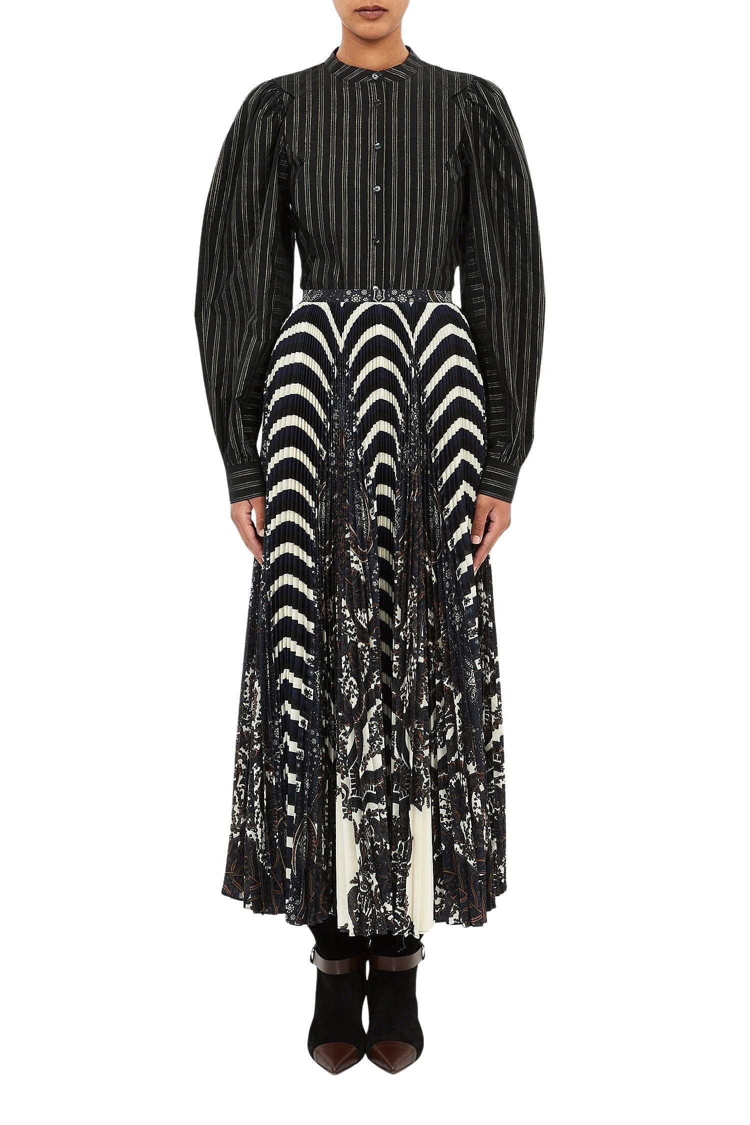 Shayna High Waist Pleated Midi Skirt
