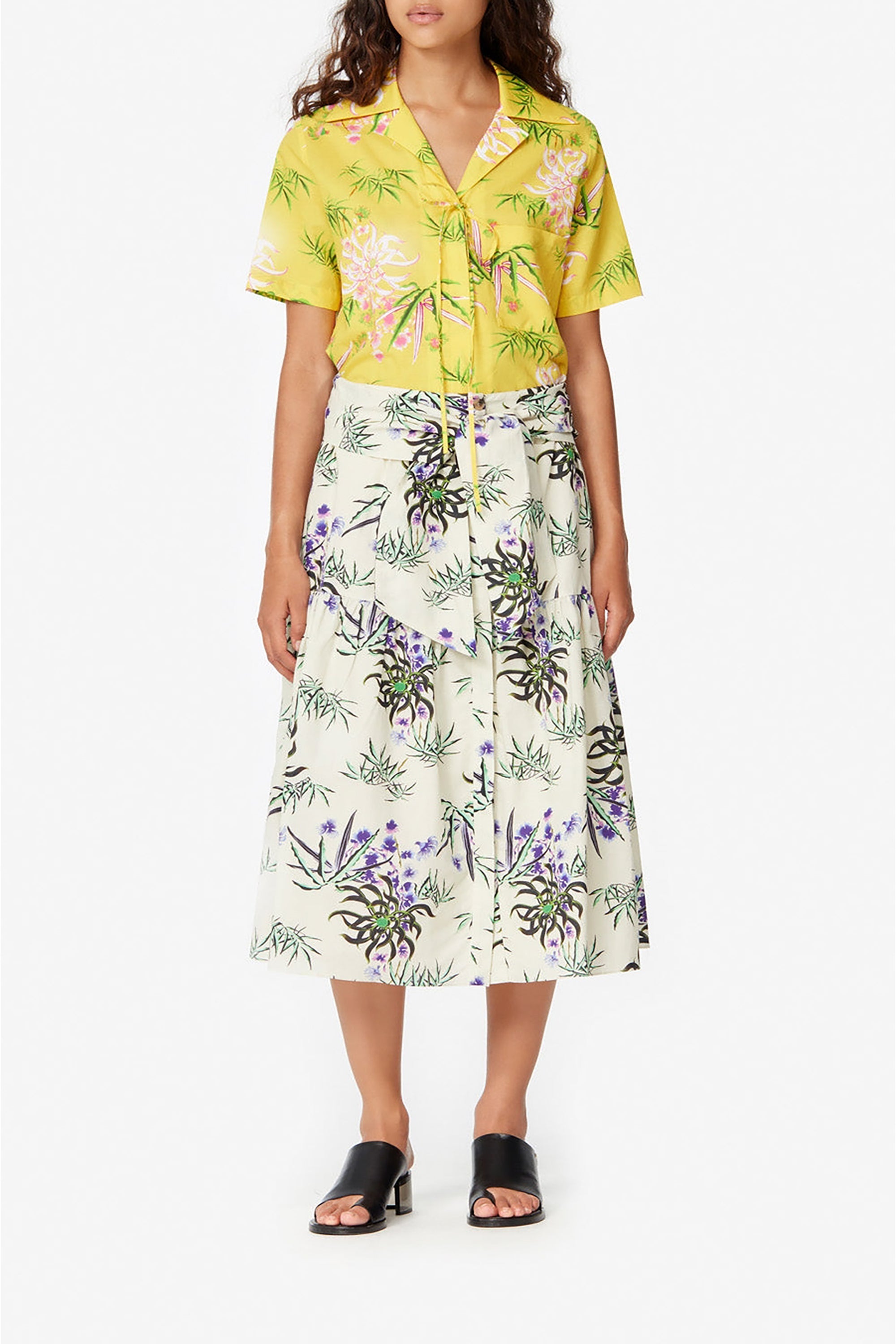 Chemise Sea Lily avec cordon à nouer - Lemon