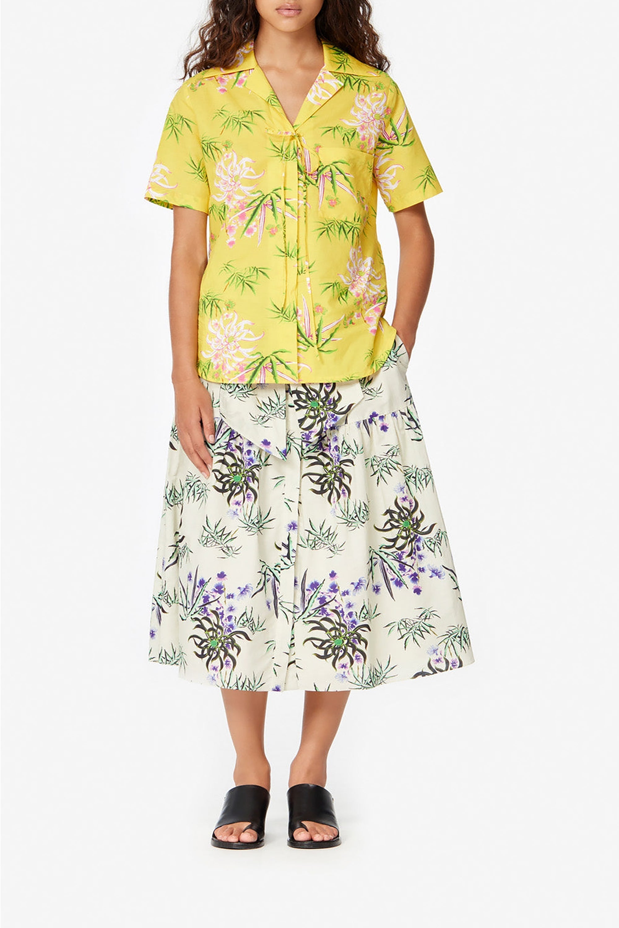 Chemise Sea Lily avec cordon à nouer - Lemon