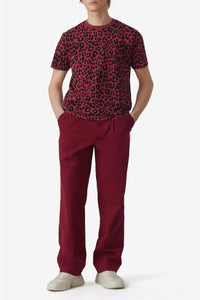 T-shirt Leopard sur-teint - Carmin