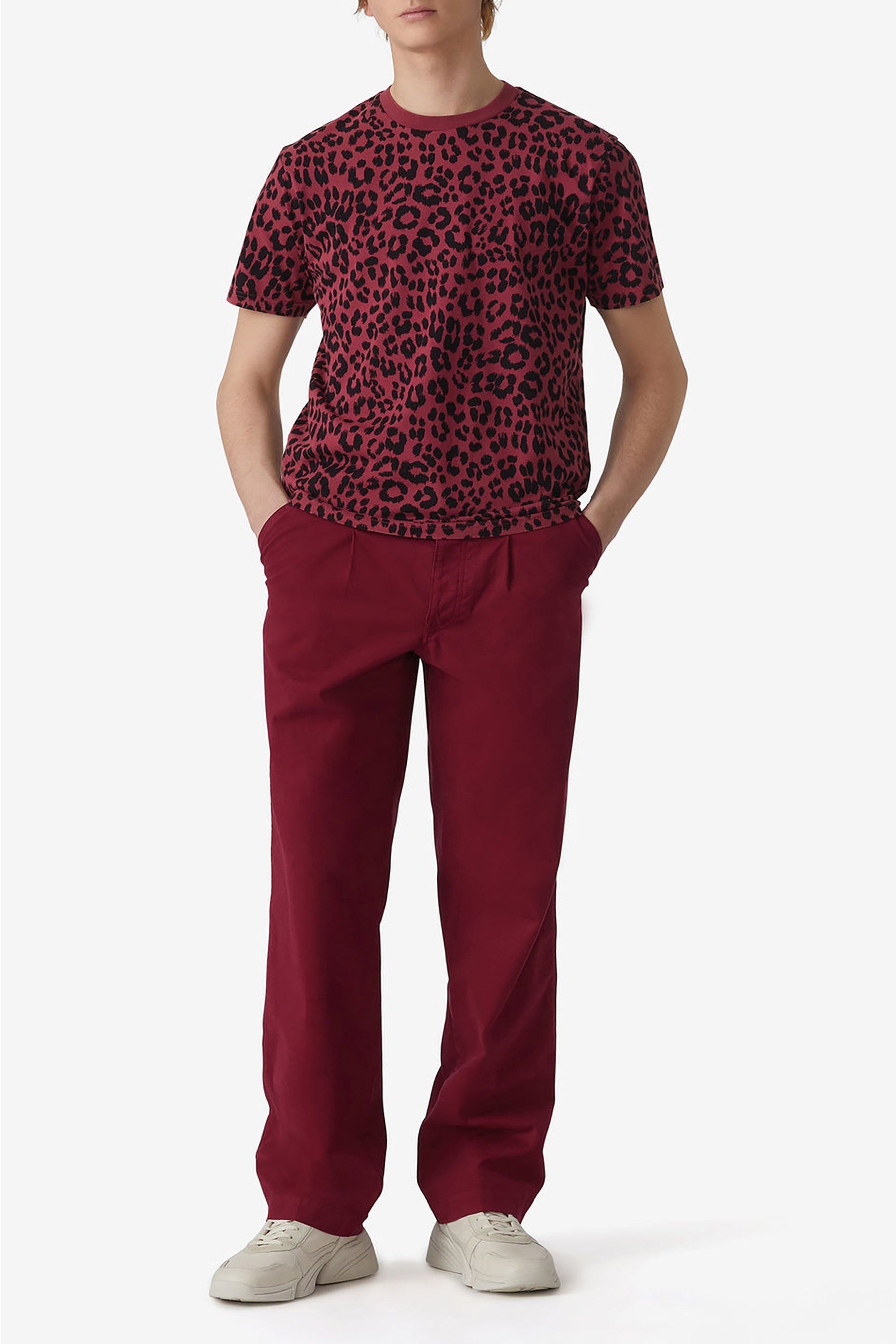 T-shirt Leopard sur-teint - Carmin