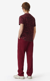 T-shirt Leopard sur-teint - Carmin