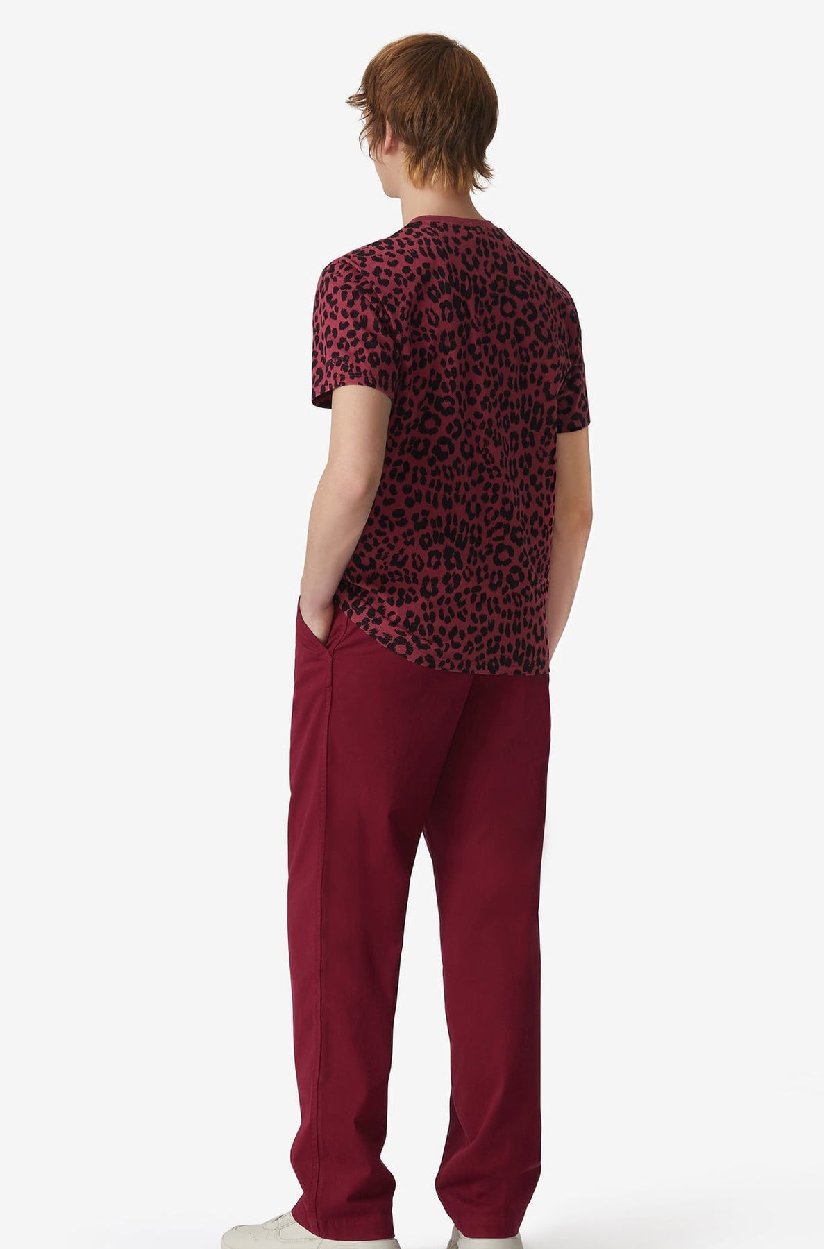 T-shirt Leopard sur-teint - Carmin