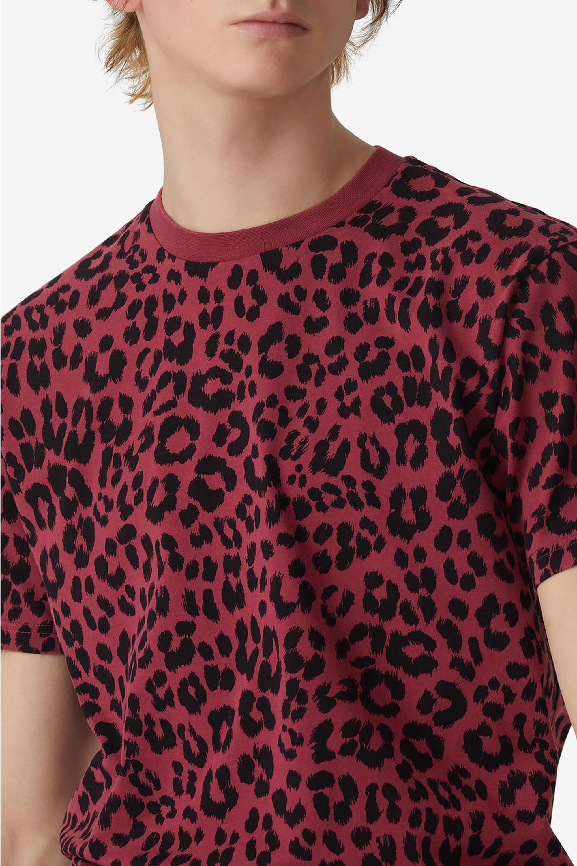 T-shirt Leopard sur-teint - Carmin