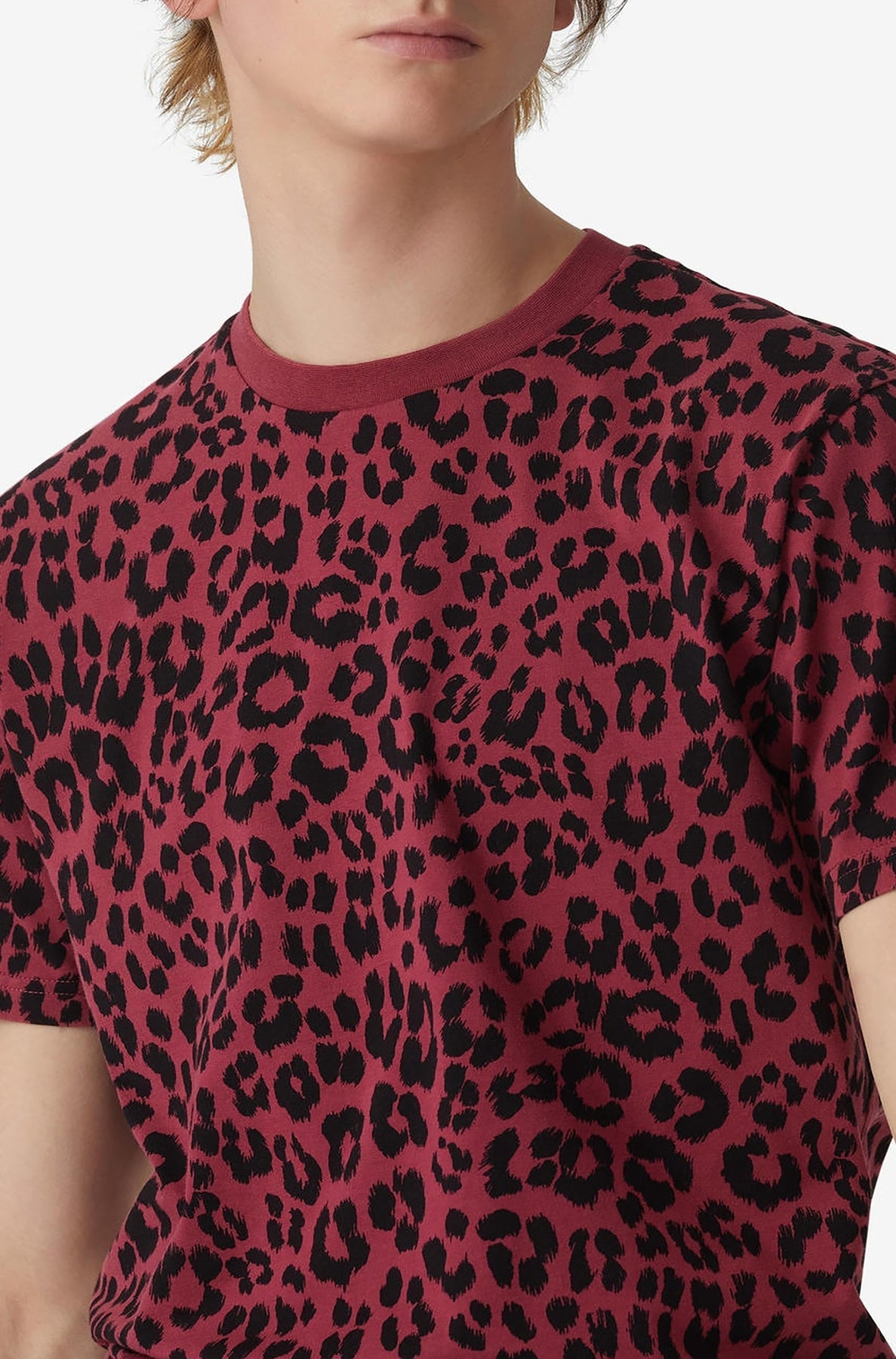 T-shirt Leopard sur-teint - Carmin