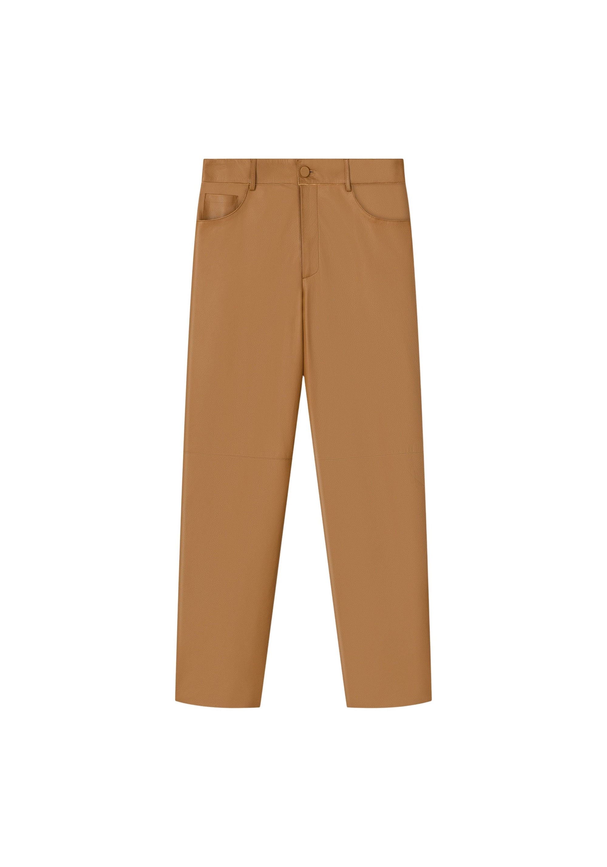 Pantalon droit Fable en cuir - Tan