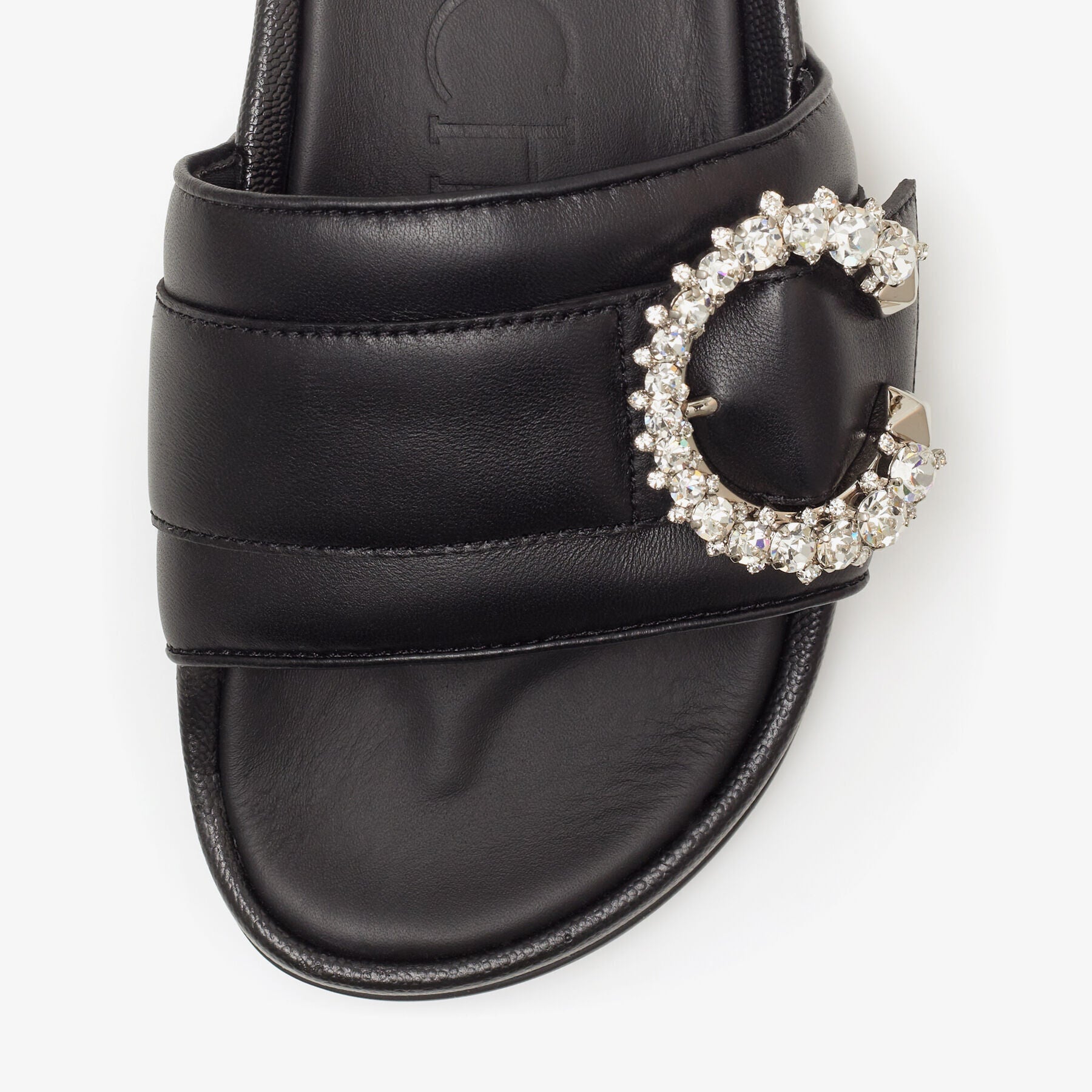 Sandales Fallon avec boucle à cristaux en cuir - Black & Crystal