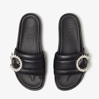 Sandales Fallon avec boucle à cristaux en cuir - Black & Crystal