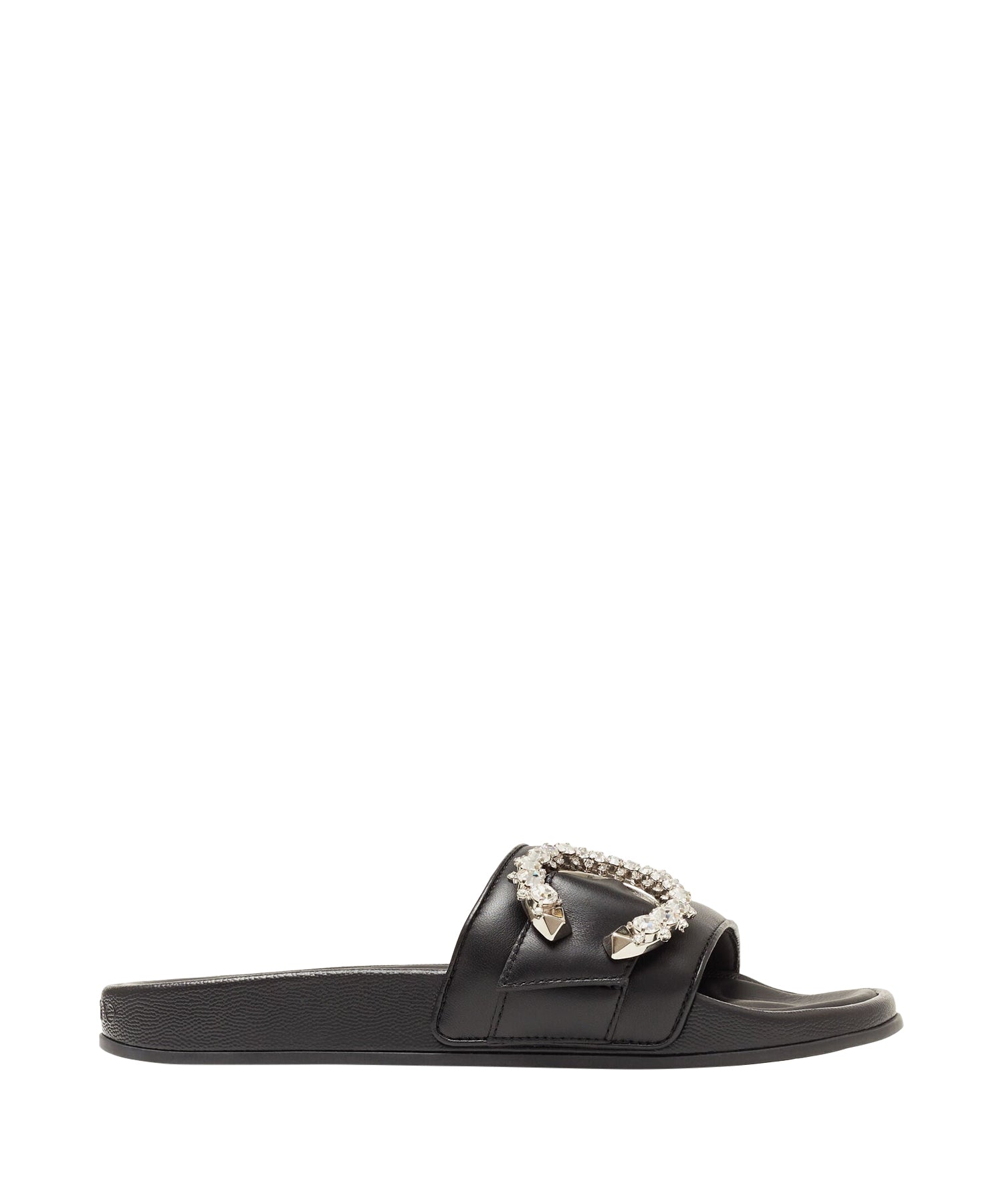 Sandales Fallon avec boucle à cristaux en cuir - Black & Crystal