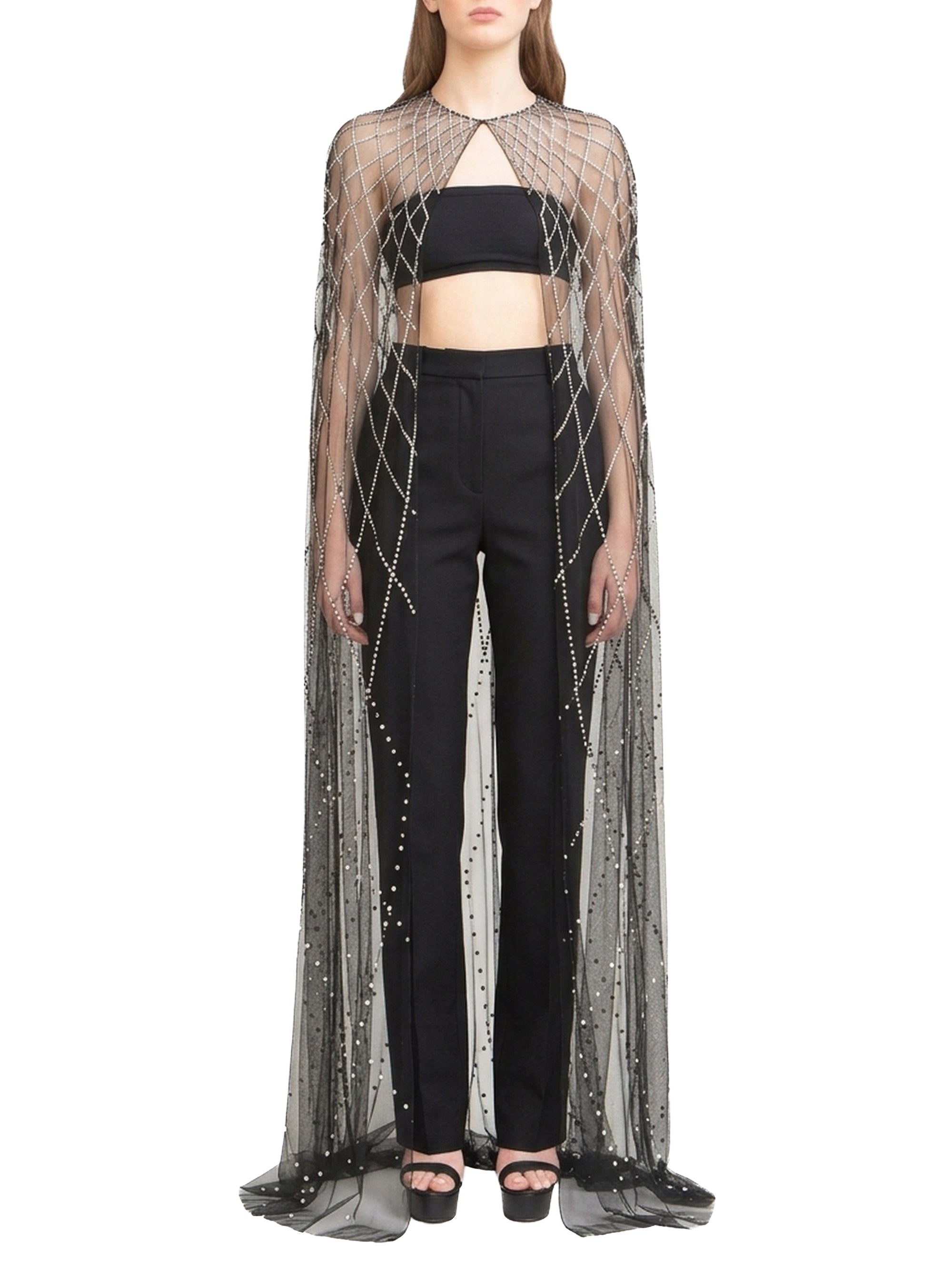 Cape à motif géométrique & sequins - Black & Silver