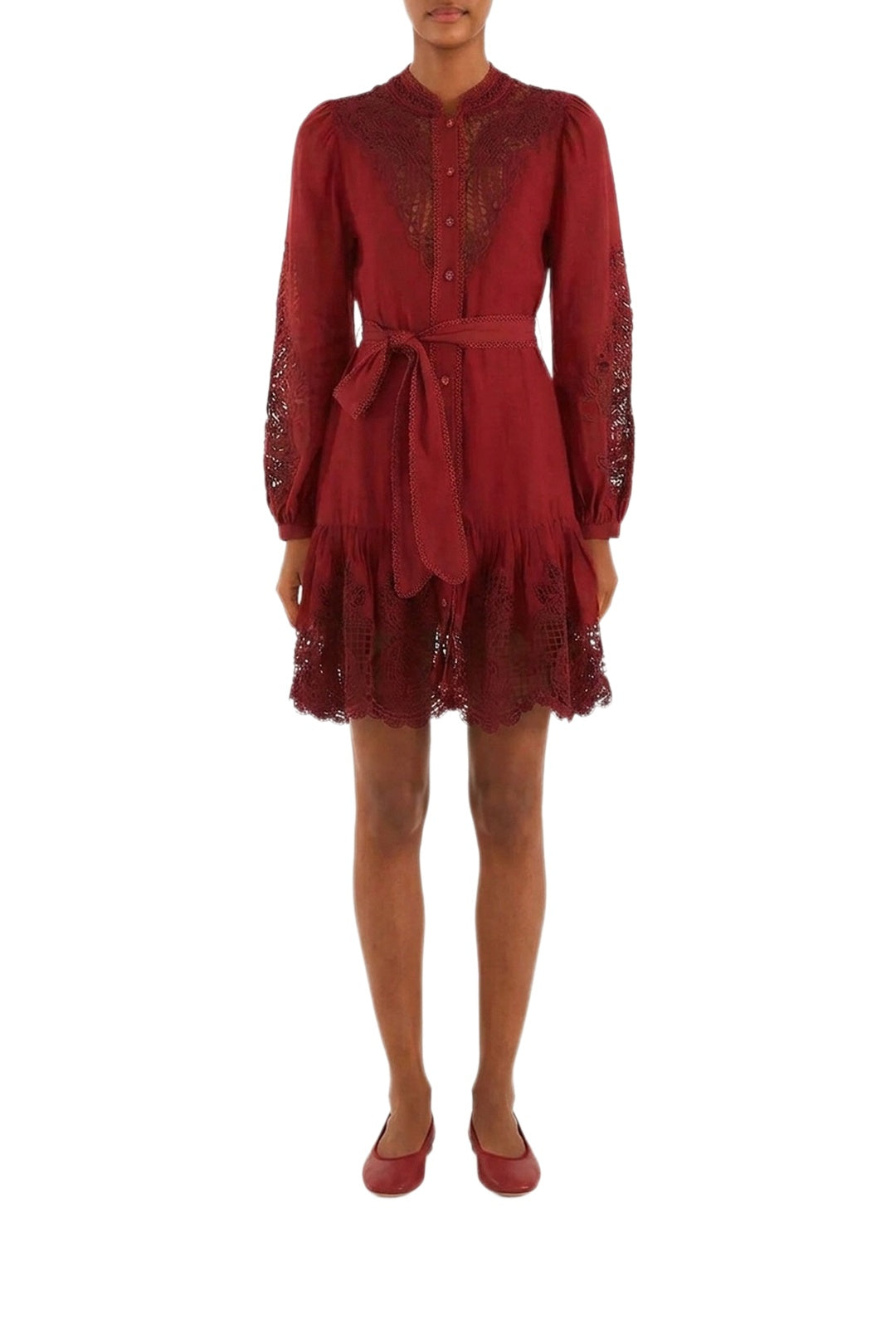 Robe courte en coton - Bordeaux