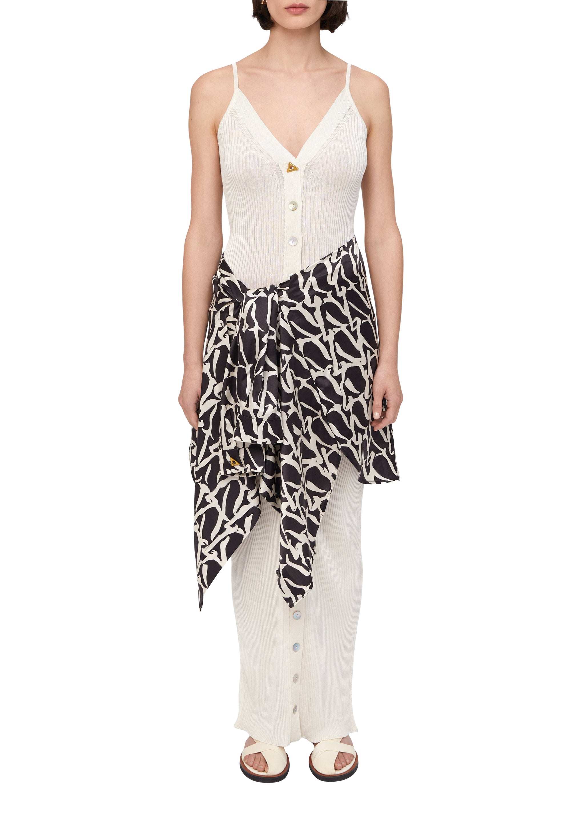 Robe longue Faye côtelée - Crème