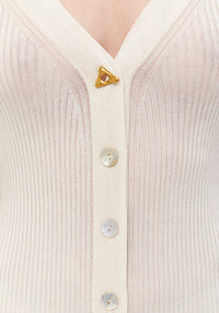 Robe longue Faye côtelée - Crème