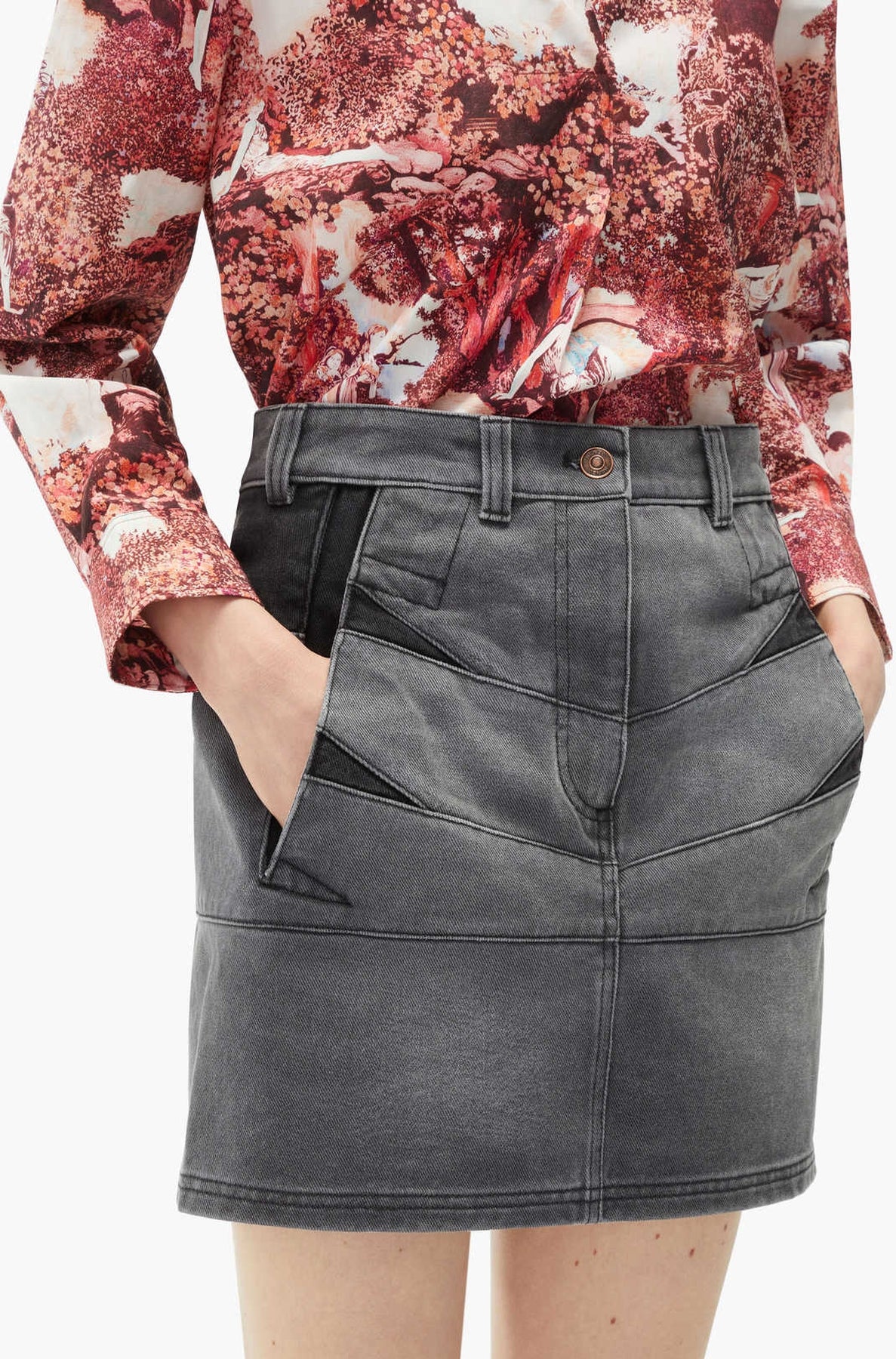 Denim miniskirt - Stone Grey