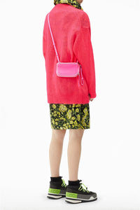 Pull col rond oversize en mohair - Magenta