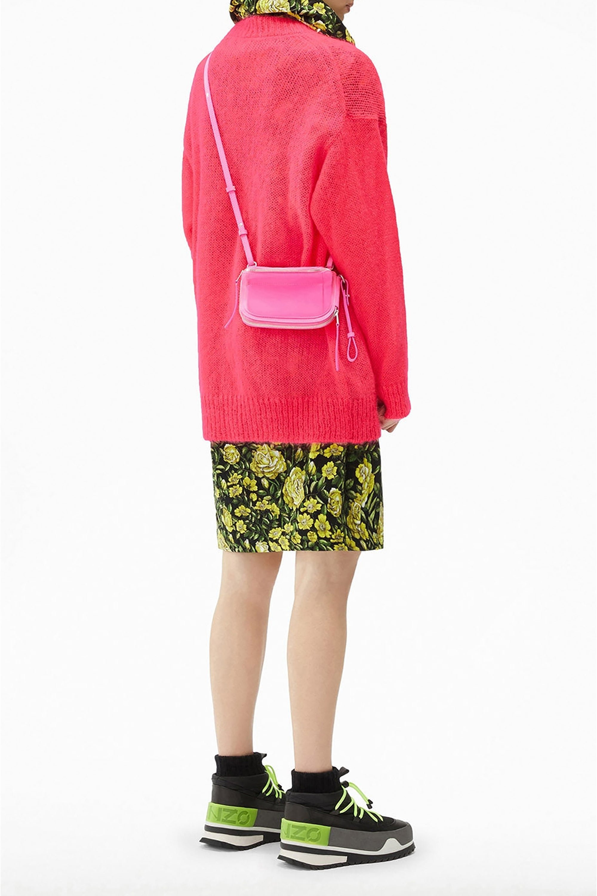 Pull col rond oversize en mohair - Magenta