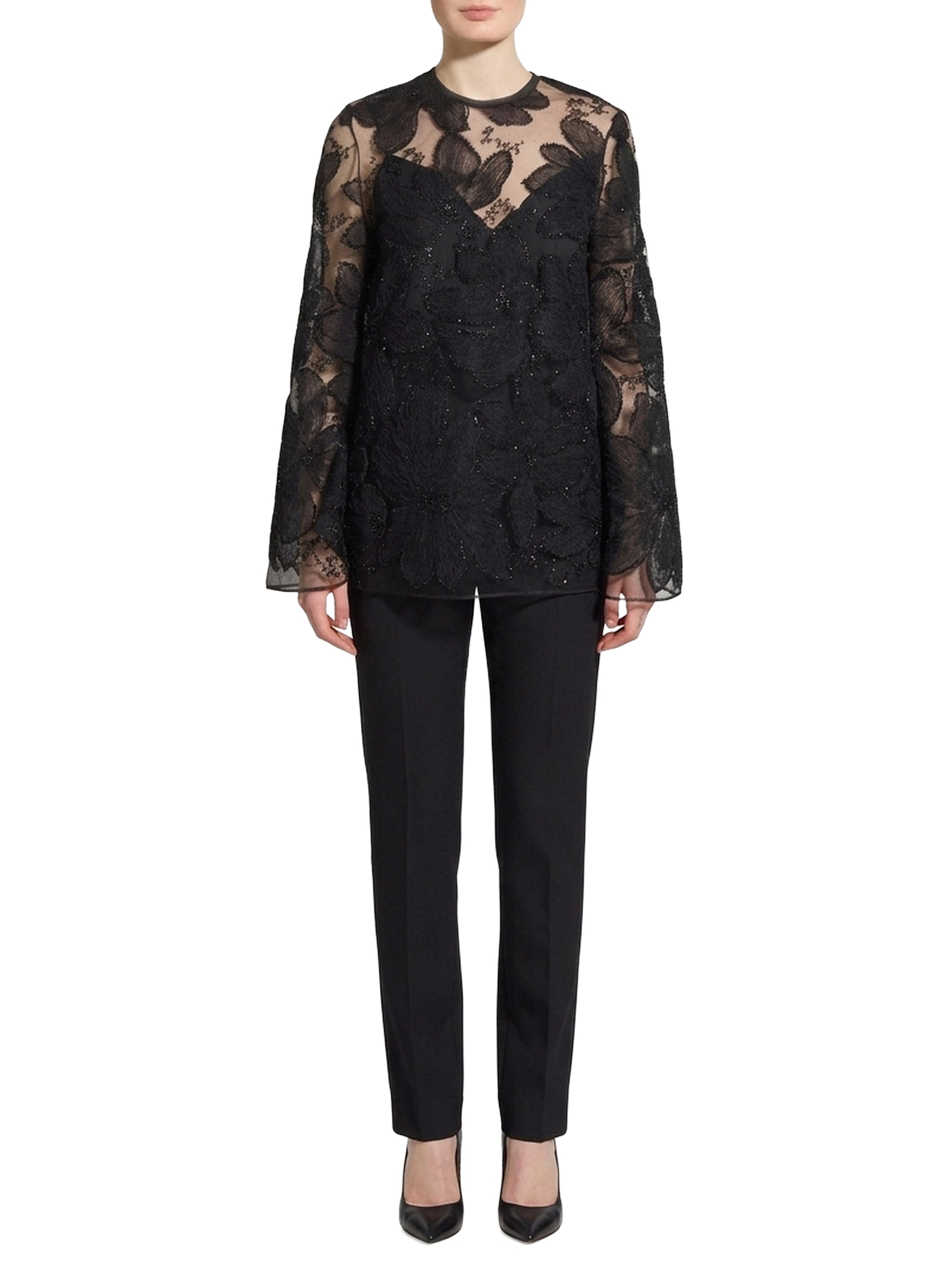 Blouse à motif fleuri brodée en tulle - Raven