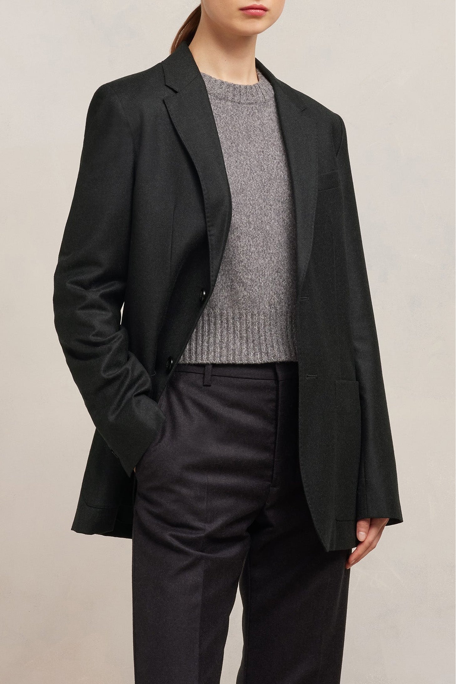 Veste deux boutons en laine - Black