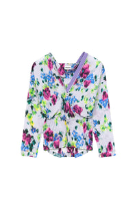 Blouse Blurred Flowers - Wisteria