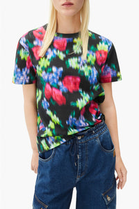T-shirt loose Blurred Flowers - Black