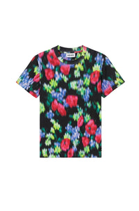T-shirt loose Blurred Flowers - Black