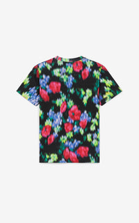 T-shirt loose Blurred Flowers - Black