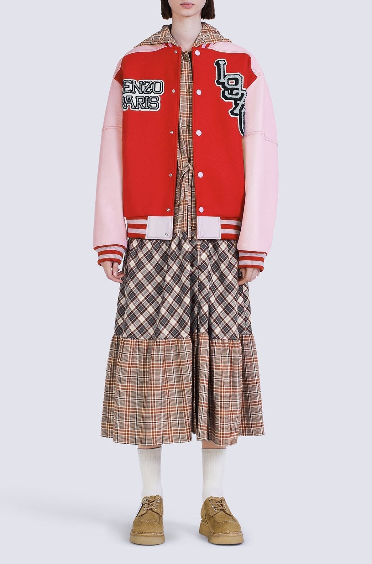 Blouson Tiger Varsity en laine et cuir - Medium Red