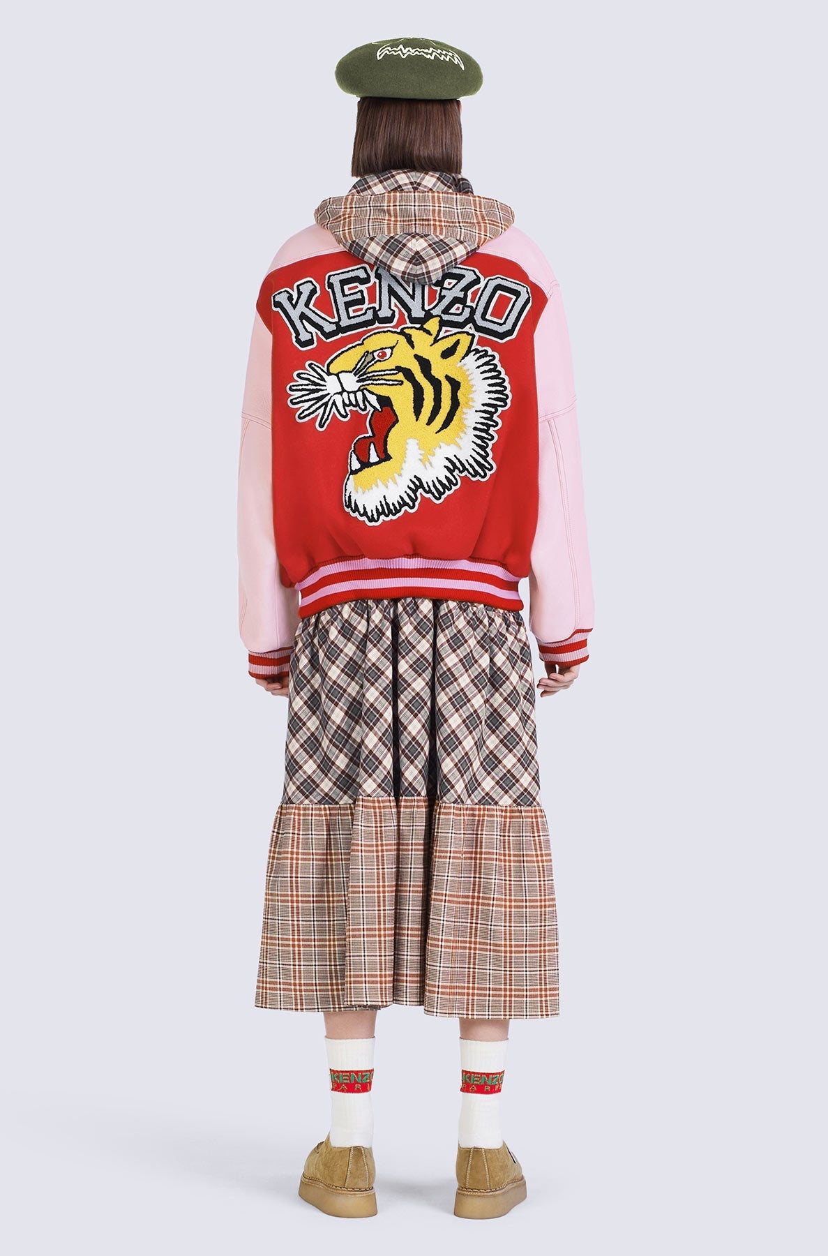 Blouson Tiger Varsity en laine et cuir - Medium Red
