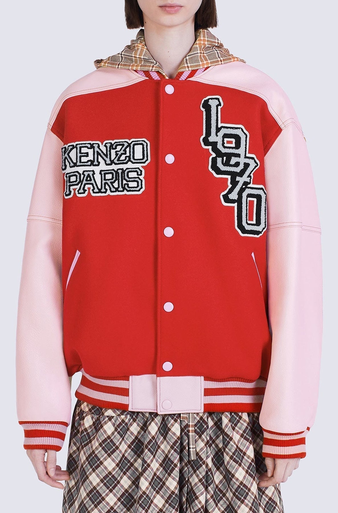 Blouson Tiger Varsity en laine et cuir - Medium Red